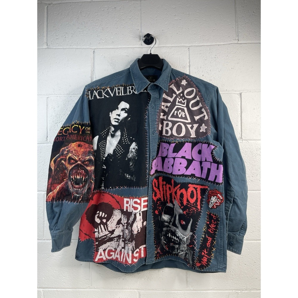 Red Head Mens Custom Iron Maiden Legacy Of The Beast Battle Shirt Patches 2XL